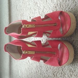 Michael Kors Damita Wedge Open Toe Canvas Wedges